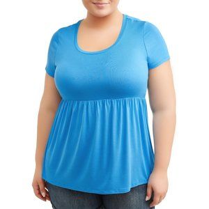 Terra & Sky Women's Plus Size Short Sleeve Baby Doll Top